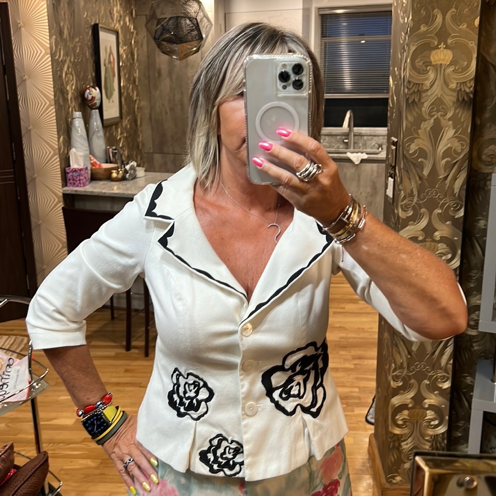 Renato Nucchi cotton tailored fitted embroidered suit jacket IT42 - US 8